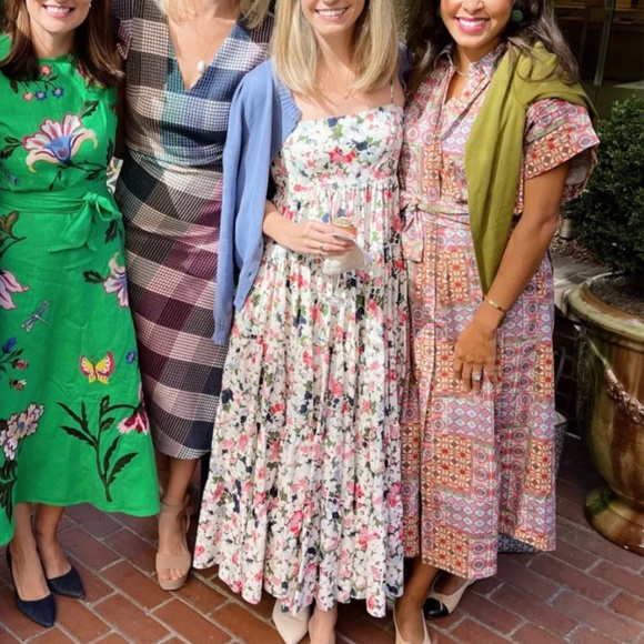 NWT Cinq a Sept 5a7 Gavin Floral Print Tiered Cotton Maxi Dress - Papyrus Multi